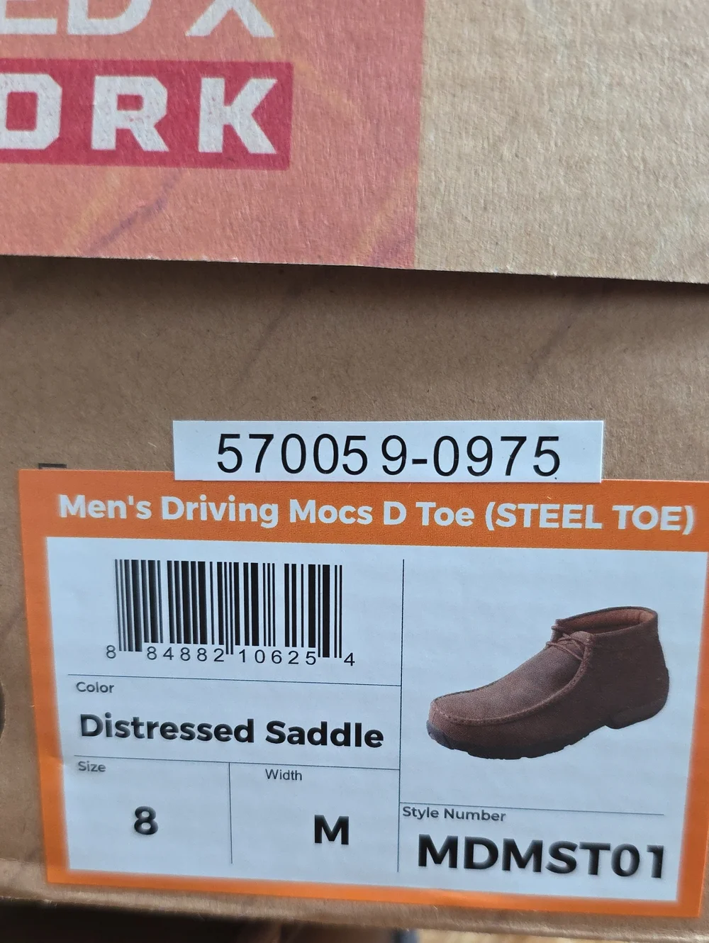 Twisted X Men's Driving Mocs Steel Toe Boots Distressed Saddle 8 (MDMST01) NIB